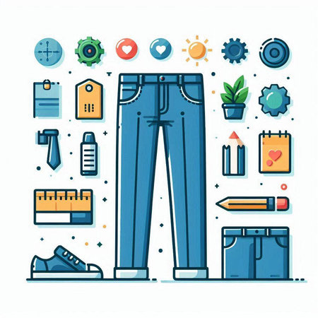 Trendy flat line icons set of men's clothing. Vector illustrationのイラスト素材