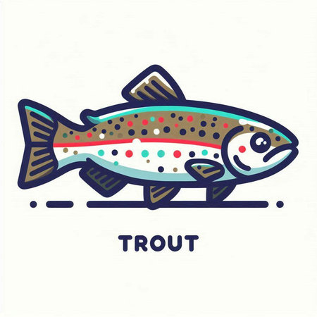 Vector illustration of a rainbow trout isolated on a white background. Line art style.のイラスト素材