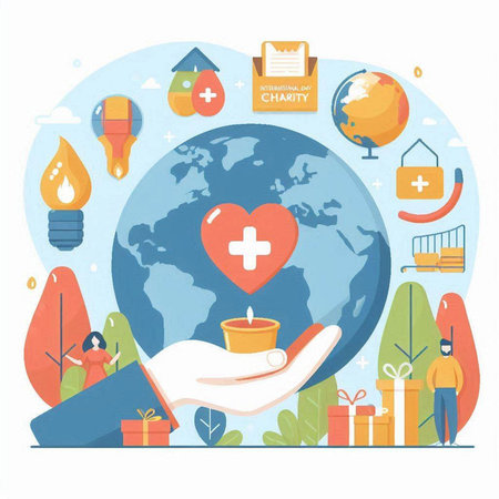 Flat design vector illustration concept of World Health Day, Healthcare and Medical.のイラスト素材