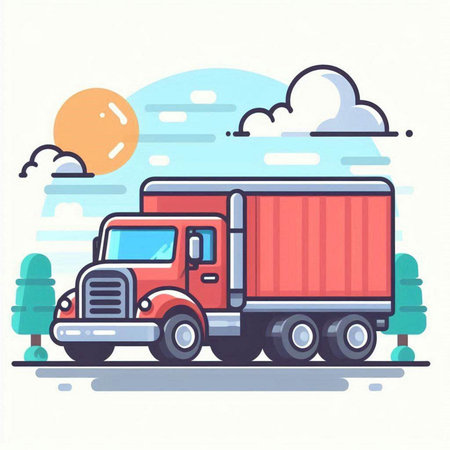 Cargo truck. Freight transportation. Logistics and shipping. Vector illustrationのイラスト素材