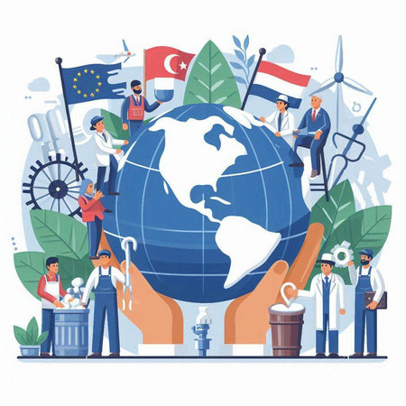 People around the world. The concept of environment protection. Vector illustrationのイラスト素材