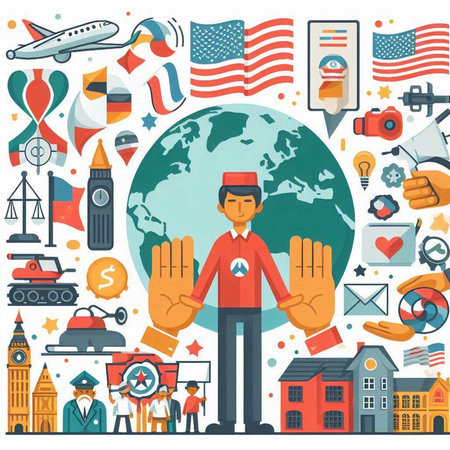 Flat design vector illustration concept of United States of America travel around the world.のイラスト素材