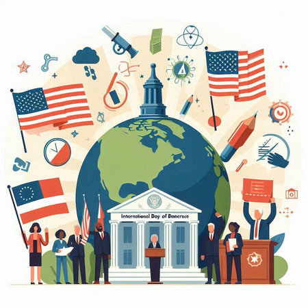 Flat design vector illustration concept of United States government, political campaign.のイラスト素材