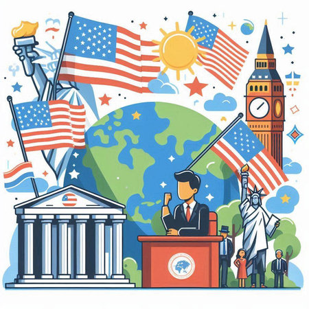 Vector cartoon illustration of United States of America Presidential election in 2020.のイラスト素材