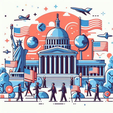 Vector illustration of United States Capitol Building in Washington DC, USA.のイラスト素材