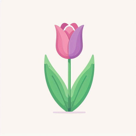 Tulip flower flat icon. Vector illustration. Spring flower.のイラスト素材