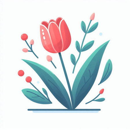 Tulip flower vector illustration isolated on white background. Floral design element.のイラスト素材