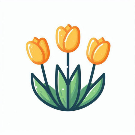 Tulip flower flat color icon. Isolated vector illustration.のイラスト素材