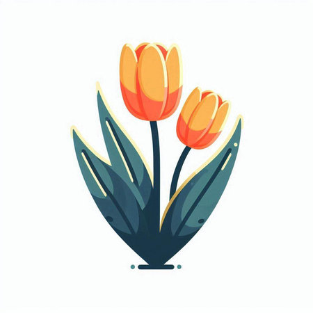 Tulip flower bouquet isolated on white background. Flat vector illustration.のイラスト素材