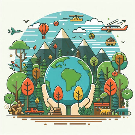 Ecology and environment concept, save the planet. Vector illustration.のイラスト素材