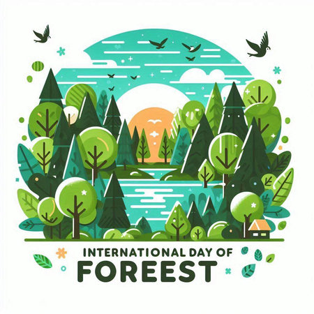 Vector illustration of International Day of Forests in flat style on white background.のイラスト素材