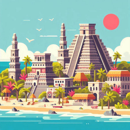 Tunisian Landmarks. Vector illustration in retro style.のイラスト素材