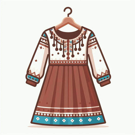Ukrainian folk costume on a hanger. Vector illustration.のイラスト素材