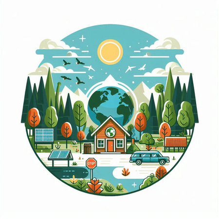 Ecology concept. Vector illustration for your design. Flat style.のイラスト素材