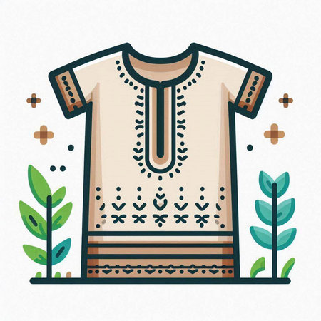 Ethnic folk clothing. Vector illustration in flat style. Tribal clothing.のイラスト素材
