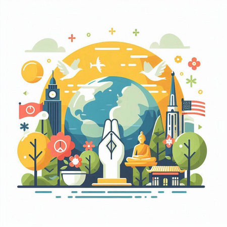 Flat design modern vector illustration concept of travel around the world.のイラスト素材