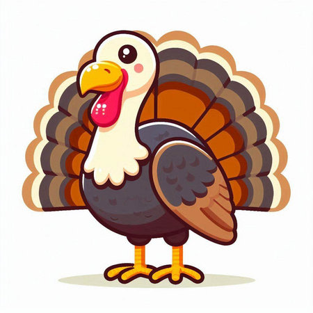 Cute cartoon turkey bird isolated on white background. Vector illustration.のイラスト素材