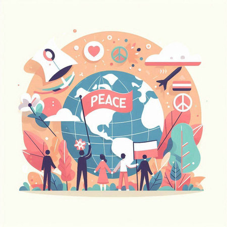 Flat design vector illustration concept of peace, no war, no war, stop the war.のイラスト素材