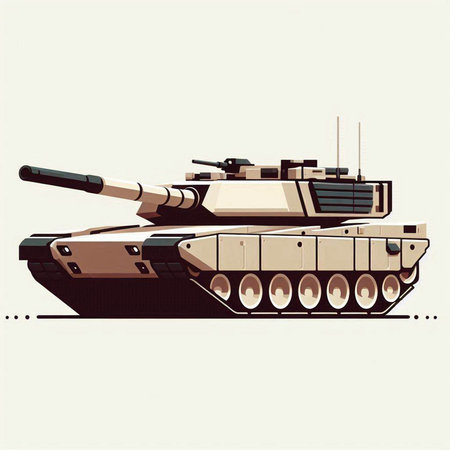 Vector illustration of a tank in retro style on a white background.のイラスト素材