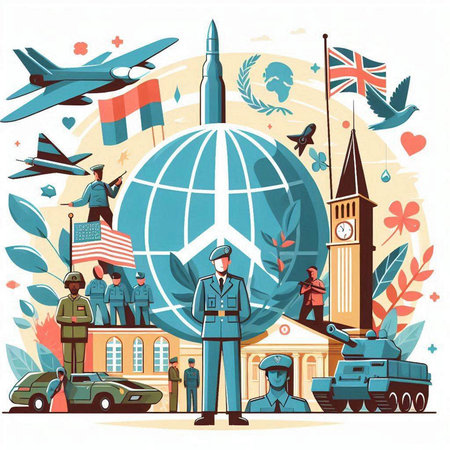 World War 2. Flat style vector illustration. World War 2 concept.のイラスト素材