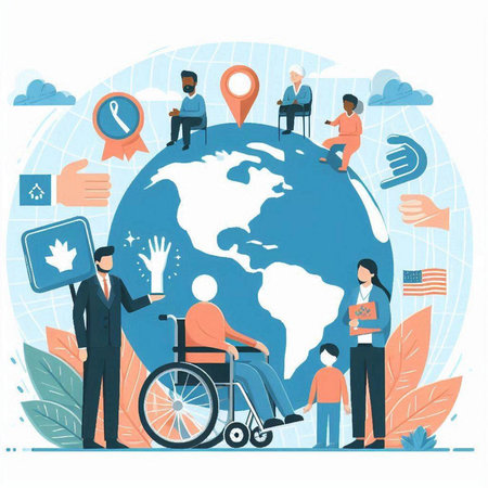 International Day of Persons with Disabilities. Flat Vector Illustration.のイラスト素材