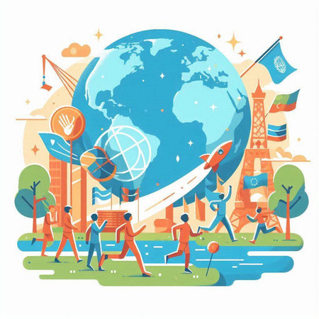 Tourism and travel around the world. Vector illustration in flat styleのイラスト素材