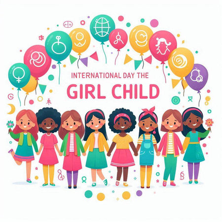 International Children's Day. A group of children of different nationalities and cultures around the globe. Vector illustration.のイラスト素材