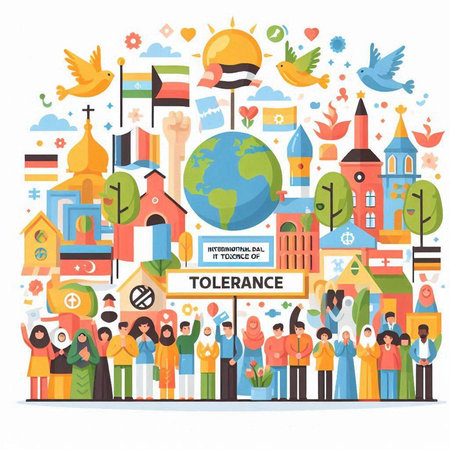 Flat design vector illustration concept for World Tourism Day. People traveling around the world.のイラスト素材