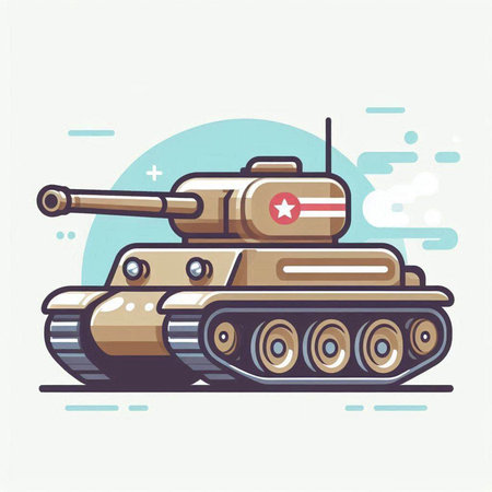 Military tank icon. Vector illustration of a tank with a crossbow.のイラスト素材