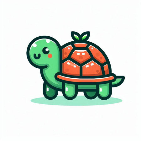 Cute cartoon tortoise isolated on white background. Vector illustration.のイラスト素材