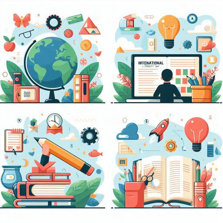 Back to school concept with flat icons of education and learning. Vector illustrationのイラスト素材