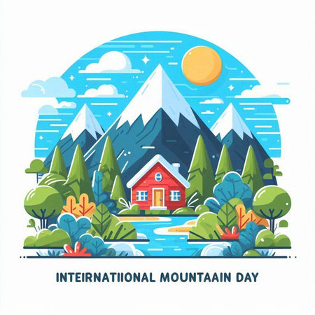International Mountain Day. Flat design style vector illustration concept for web banner, website page and mobile appのイラスト素材