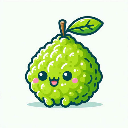 Kaffir lime character. Cute kawaii kawaii fruit vector illustration.のイラスト素材