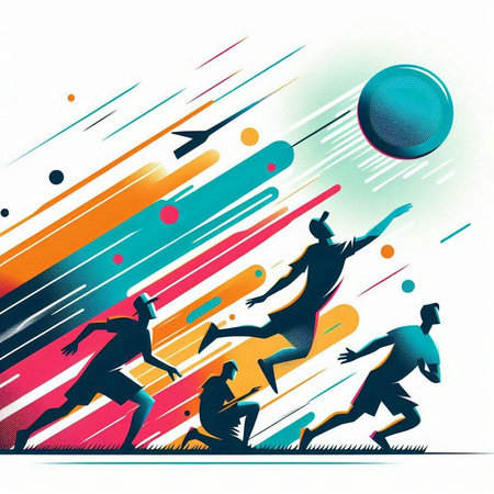Soccer players in action, vector illustration. Sport abstract background.のイラスト素材