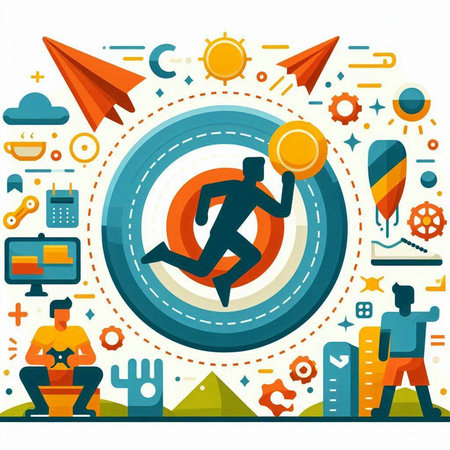 Concept of business success and achievement. Flat design vector illustration.のイラスト素材