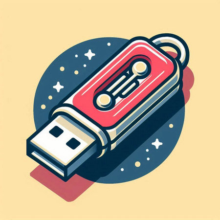 Usb flash drive icon. Vector illustration in flat design style.のイラスト素材
