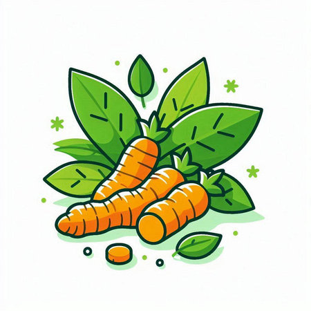 Fresh carrots with leaves. Vector illustration. Vegetarian food icon.のイラスト素材