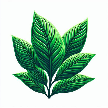 Green leaf isolated on white background. Vector Illustration. Eps 10のイラスト素材