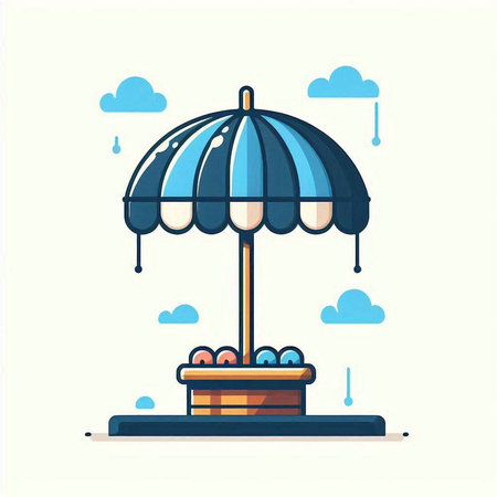 Umbrella in the park. Vector illustration in flat style.のイラスト素材