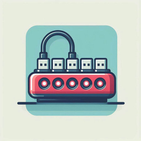 Vector illustration of a red and blue electric plug in a socket.のイラスト素材