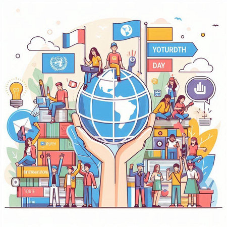 People around the world. Concept of global communication and social media. Vector illustrationのイラスト素材