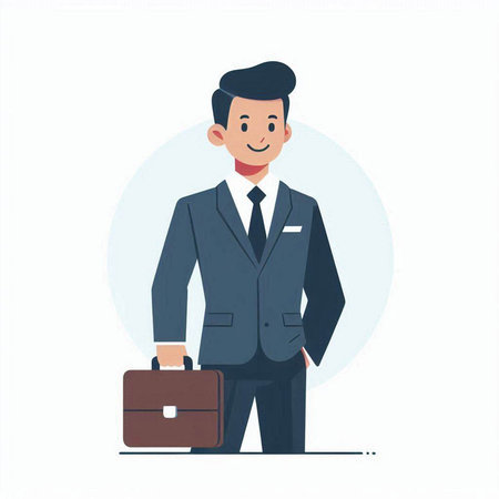 Businessman with briefcase. Vector illustration in a flat style.のイラスト素材