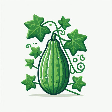 Cucumber vector illustration. Cucumis sativusのイラスト素材