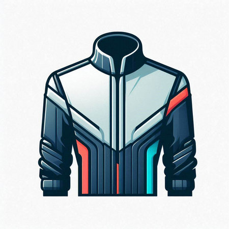 Vector illustration of a man's jacket on a white background in the style of the 80s.のイラスト素材
