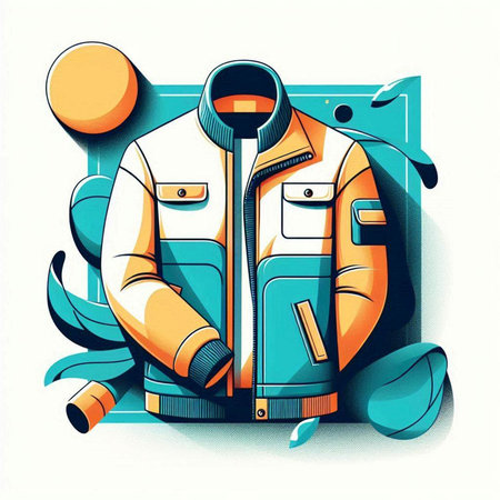 Vector illustration of a jacket with a hood and an octopus.のイラスト素材