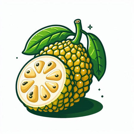 Soursop fruit isolated on white background. Hand drawn vector illustration.のイラスト素材