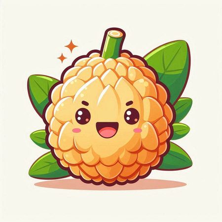 Cute kawaii litchi fruit cartoon character vector illustrationのイラスト素材