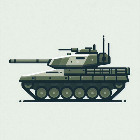 Military tank in flat style. Vector illustration on a gray background.のイラスト素材