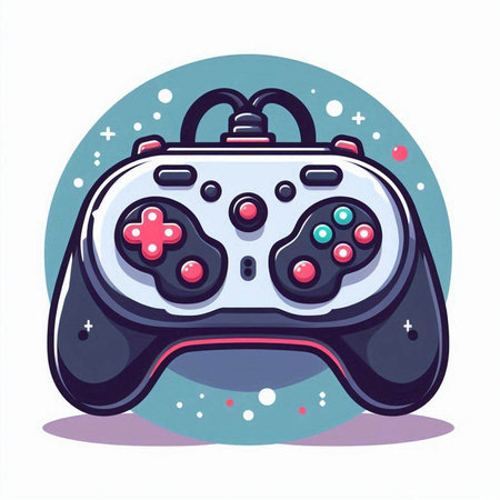Joystick gamepad in cartoon style. Vector illustration. Game console.のイラスト素材
