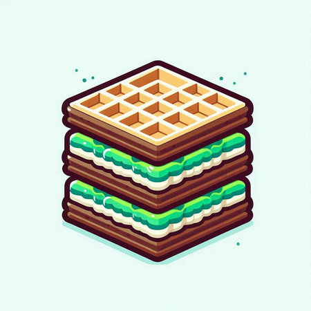 Vector illustration of a stack of waffles on a light background.のイラスト素材